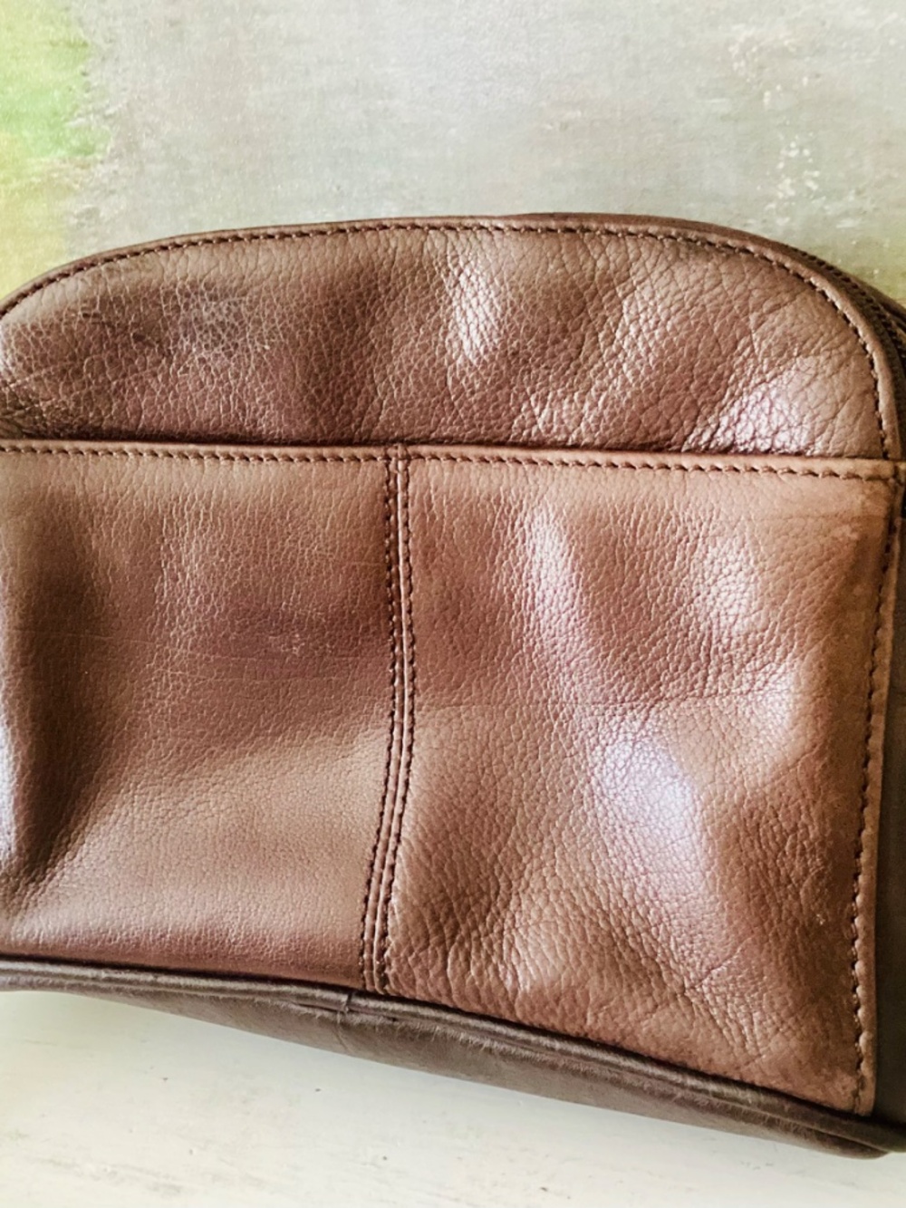 Vtg Rolfs Genuine Leather Small Brown Crossbody Purse Y2K Minimalist Travel Zip - Picture 4 of 13
